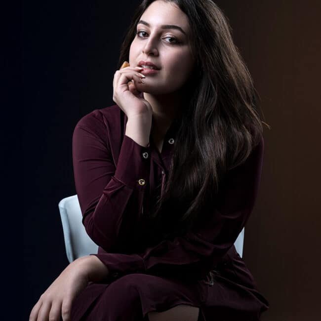 Backlit glamour portrait captured during advanced workshop