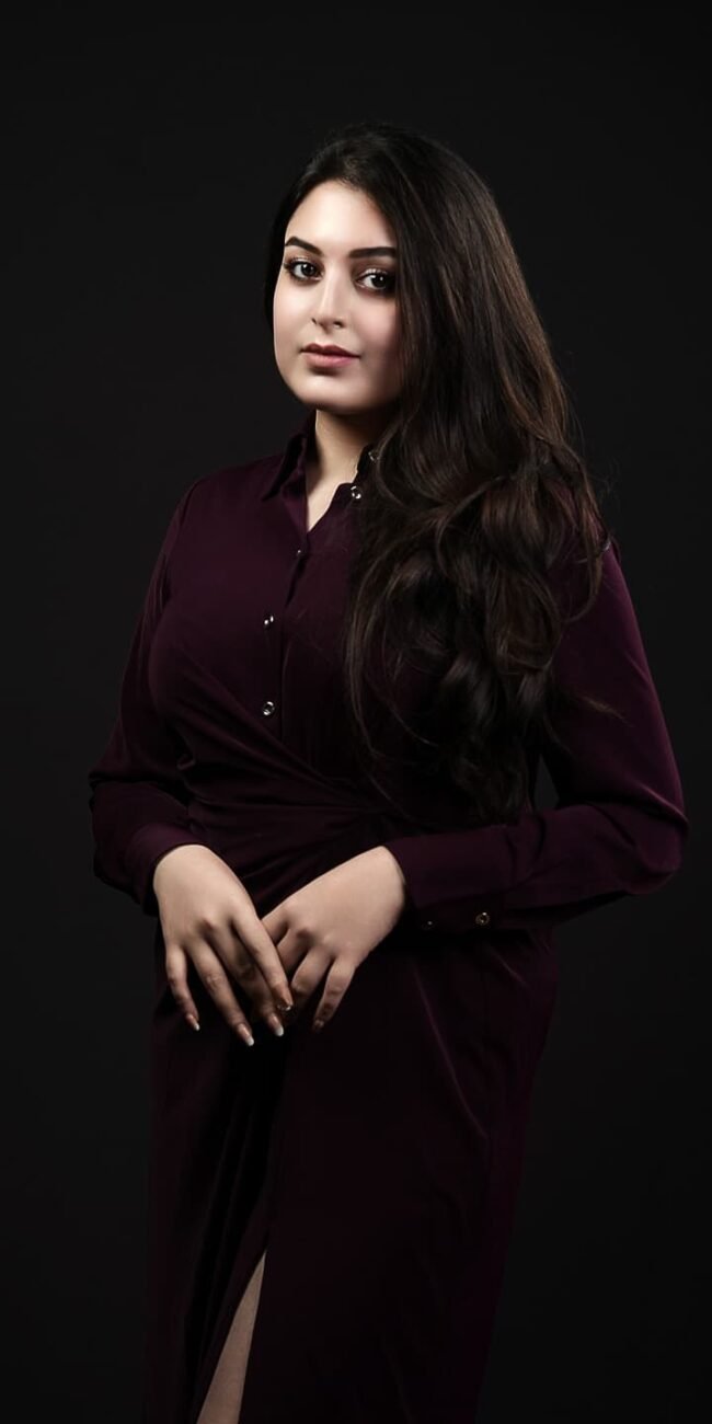 Model closing eyes in a peaceful glamour pose