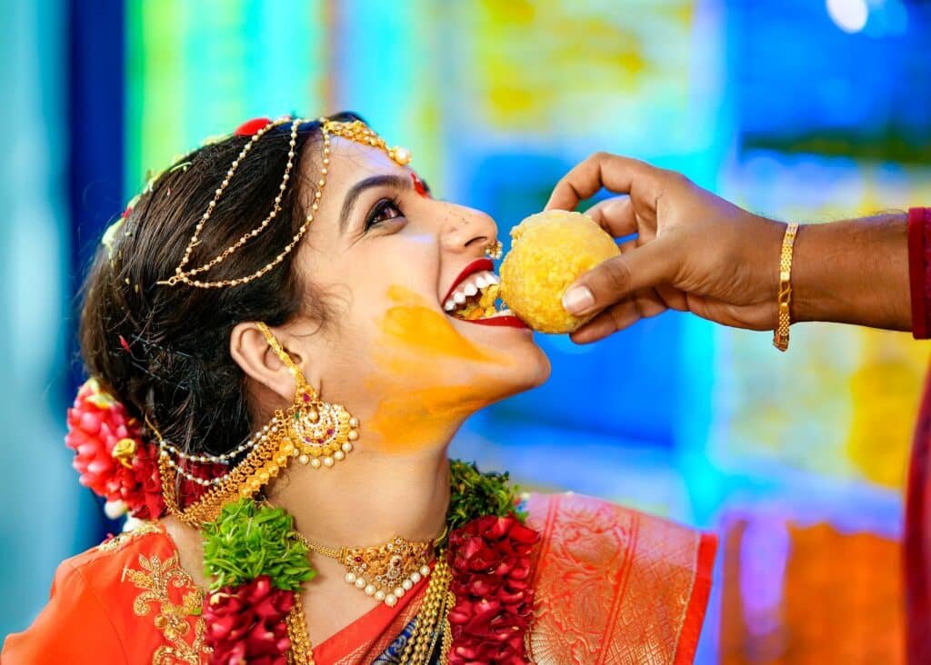 Overhead angle showing baby shower event setup